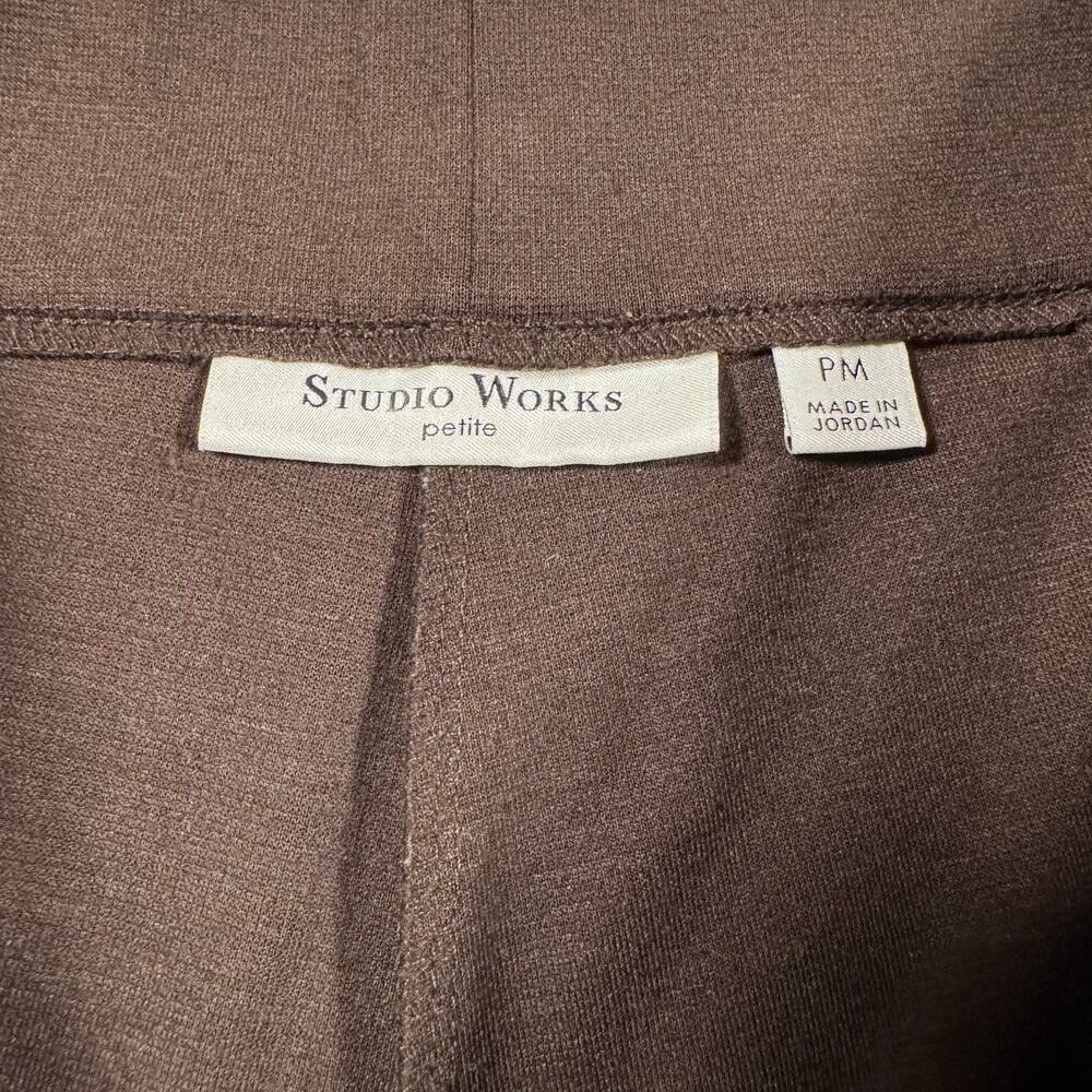 Studio Works Petite Brown Pull On Dress Pants Womens PM Stretch - Picture 4 of 9